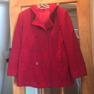 Anne Klein Red Wool pea coat with hood